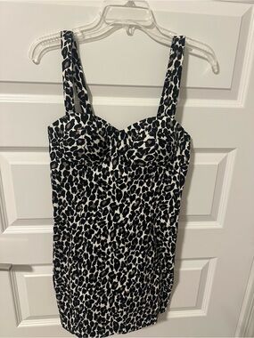 Charlotte Russe Black and White Leopard Print Bustier Camisole Dress